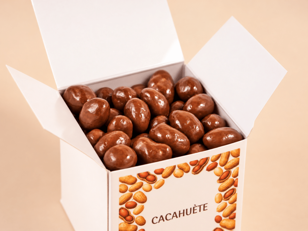 Cacahuètes caramélisées et salées enrobées de chocolat au lait - 190g