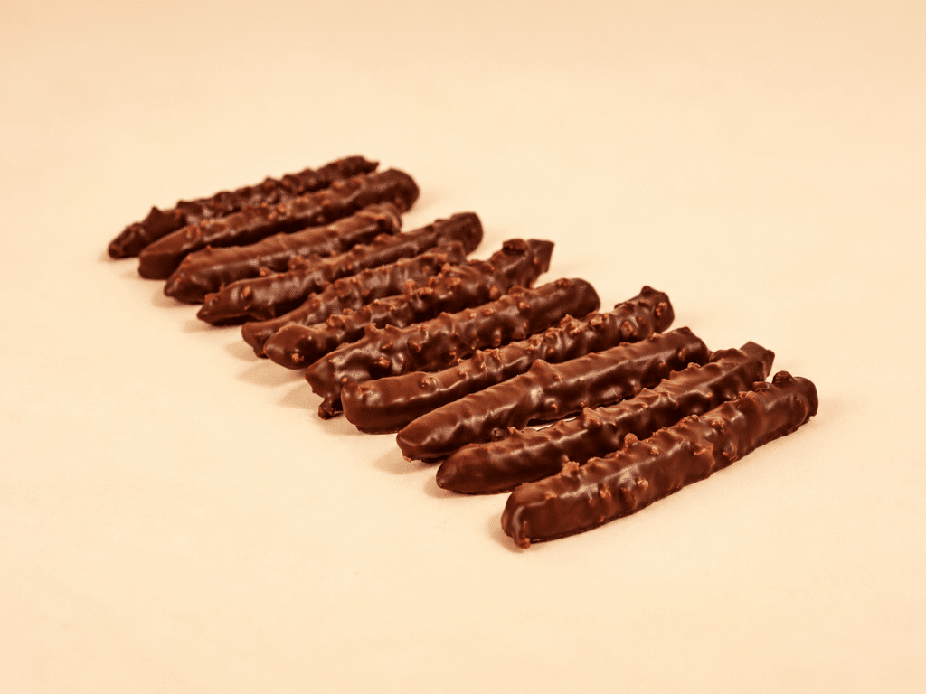 Ecorce d'orange confite maison enrobé chocolat noir avec éclats d'amandes - 150g